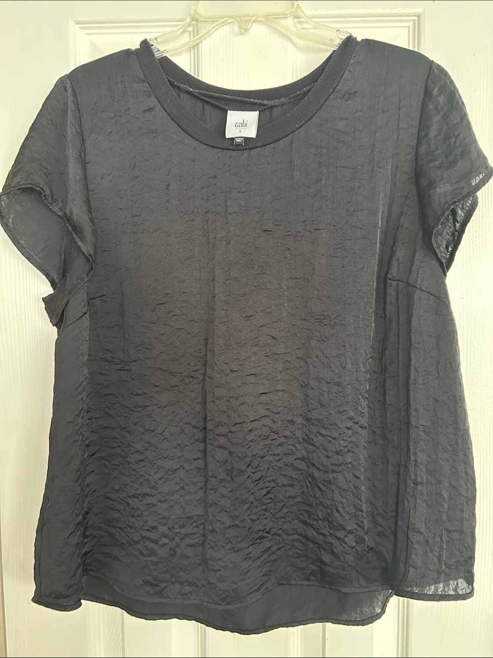 CAbi Black Textured Short-Sleeve Blouse